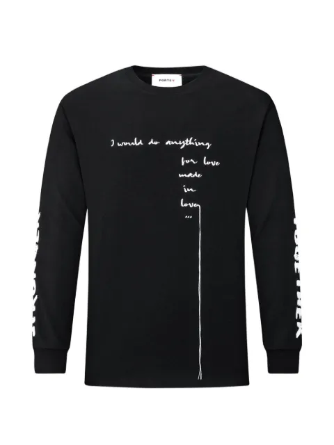 Ports V slogan-print long-sleeve sweatshirt Black VD8KKX03MCC062