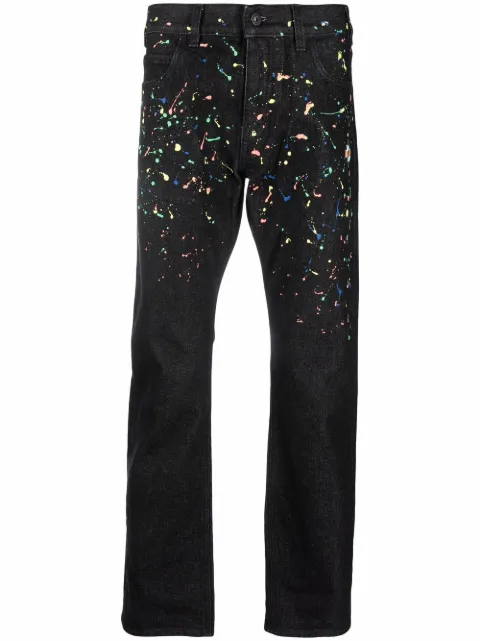 COUNTY OF MILAN paint-splatter straight-leg jeans Black CMYA031S22DEN0011084