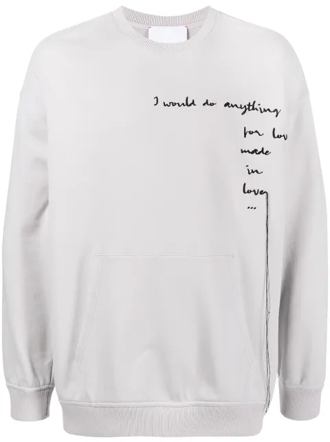 Ports V slogan-print crew neck sweatshirt Grey VD8KKX01HCC027