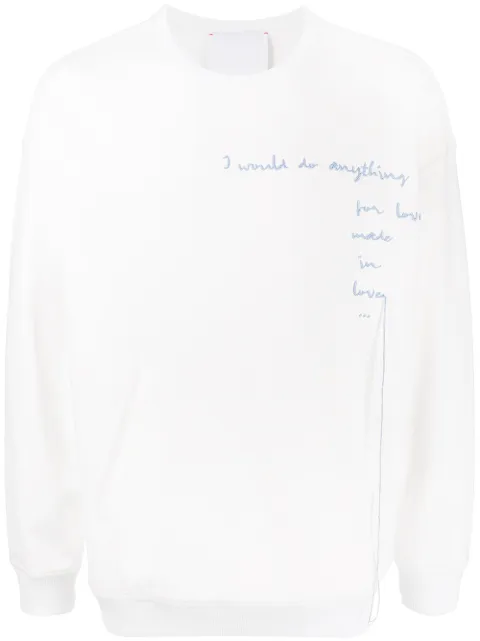 Ports V slogan-print crew neck sweatshirt White VD8KKX01HCC027