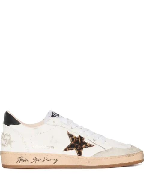 Golden Goose Ball Star trainers with leopard print pony skin star and black heels tab White GWF00117F002599