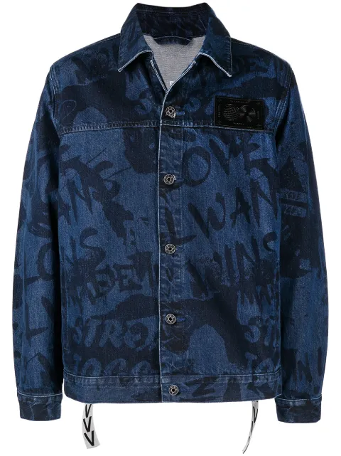 Ports V graffiti-print denim jacket Blue VD8JJD01PZC021