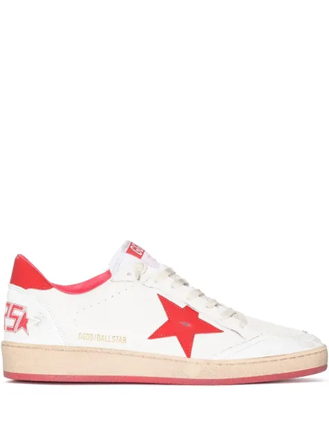 Golden Goose Ball Star trainers in white nappa leather with green leather star and heels tab White GWF00117F000325