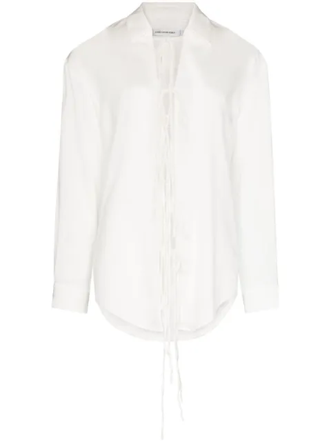 Christopher Esber lace-detail long-sleeved shirt White RE22SH12NATURALFAILLE