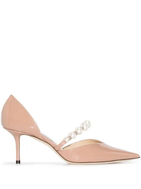 Jimmy Choo Aurelie 65mm pearl-embellished pumps Pink AURELIE65XKMBALLETPINKWHITE