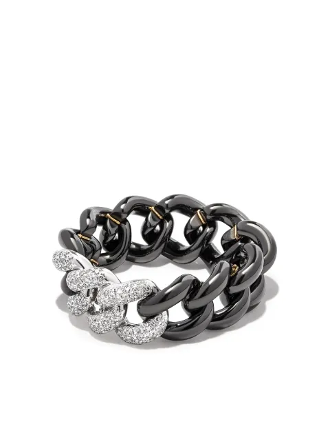 SHAY 18K white gold diamond link ring Black SR342WGBCERDIA