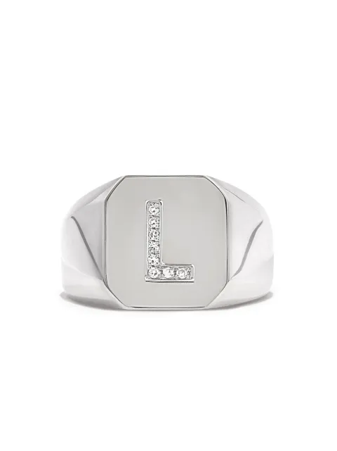 SHAY 18K white gold champion initial ring Silver SMR50WG18L