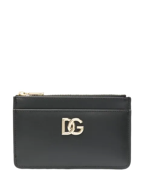 Dolce & Gabbana calfskin card holder with DG logo Black BI1261AW576