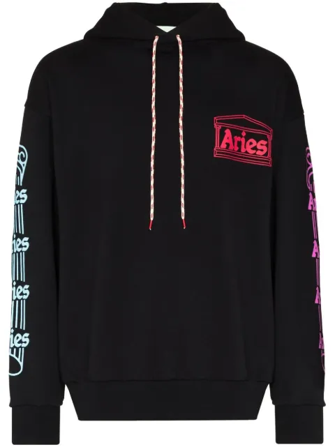 Aries logo-print drawstring hoodie Black SSAR20010