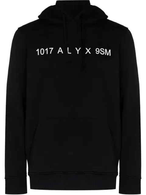 1017 ALYX 9SM logo-print drawstring hoodie Black AAUSW0145FA01