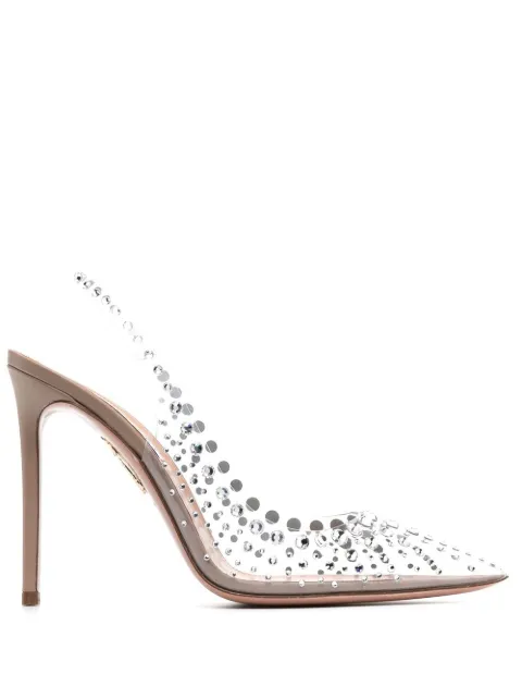 Aquazzura Starburst 105mm pointed-toe pumps Neutrals SBRHIGP0NPVNND