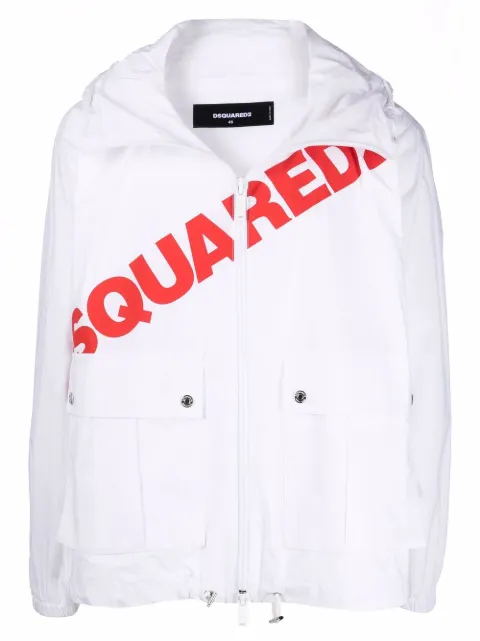 DSQUARED2 logo-print cargo-pocket hoodie White S71AN0361S53730