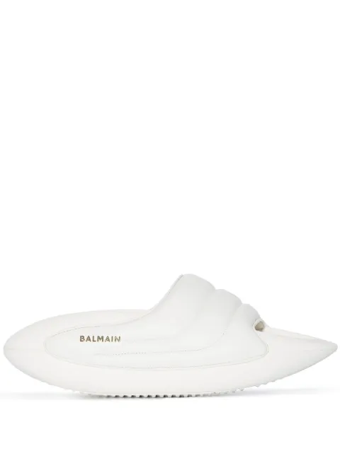 Balmain B-IT quilted leather slides White XM0VL299LPQP