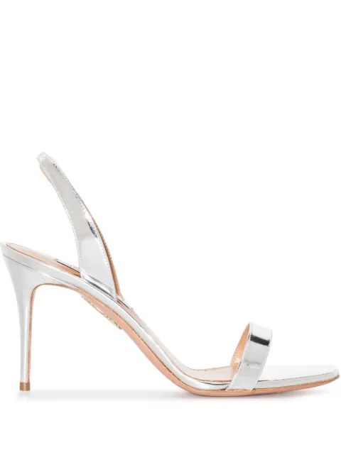 Aquazzura So Nude metallic slingback sandals Silver SNUMIDS0SPECCC