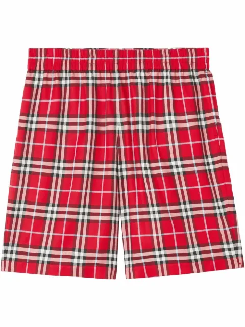 Burberry check-print track shorts Red 8051400
