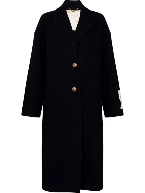 Golden Goose logo-patch single-breasted coat Blue GWP00566P000502