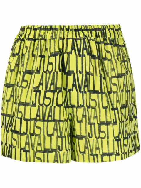 Just Cavalli logo-print shorts Yellow S04MU0096N39789