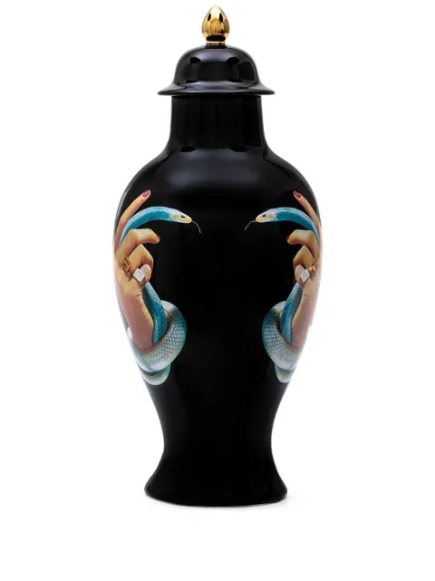 Seletti Hand With Snakes porcelain vase Black 09794