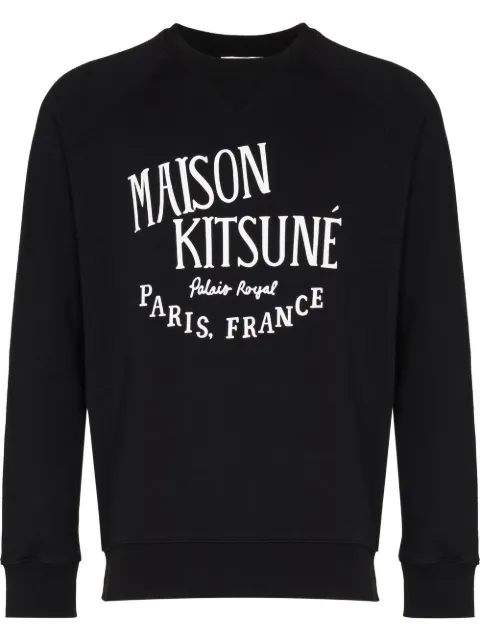 Maison Kitsuné logo-print long-sleeve sweatshirt Black AM00300KM0001
