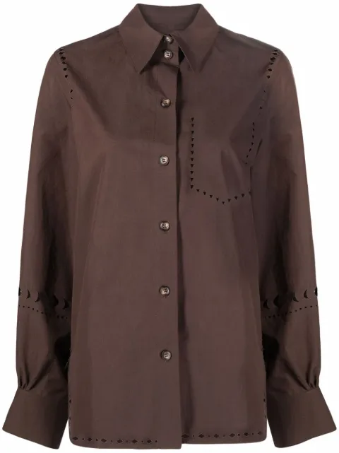Nanushka laser-cut long-sleeve shirt Brown NW22SSSH00478