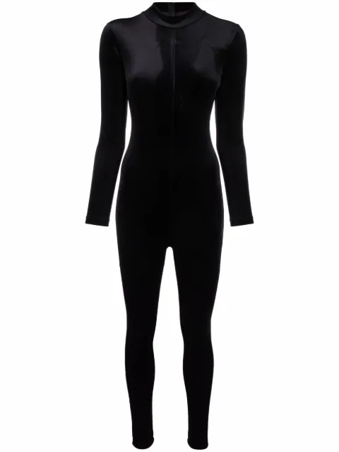Alchemy x Lia Aram velvet-effect long-sleeve jumpsuit Black LIA441