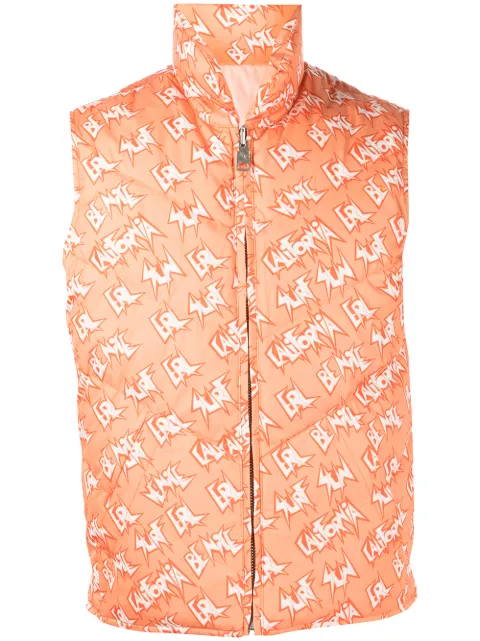 ERL reversible logo-print padded gilet Orange ERL04C0052