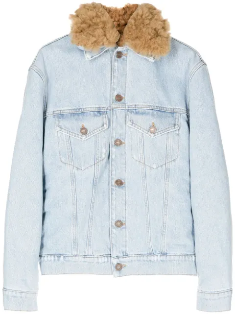 ERL fur-collared denim jacket Blue ERL04J0071