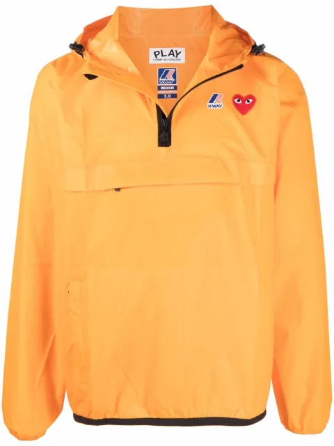 Comme Des Garçons Play x K-Way pullover hooded jacket Orange P1J502
