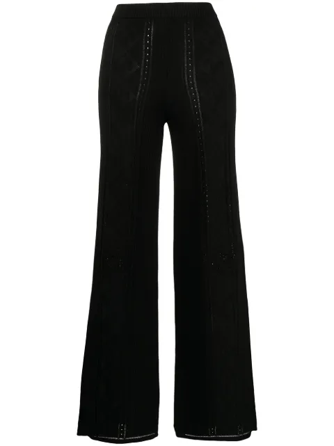 Marine Serre Crescent Moon-pattern wide-leg trousers Black P119SS22W