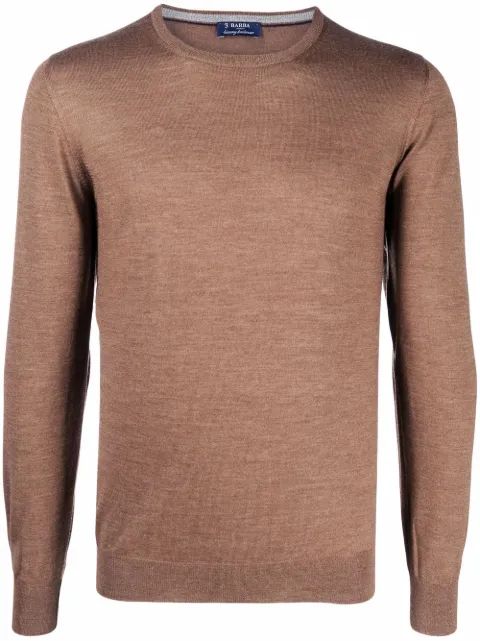 Barba fine-knit crew-neck jumper Brown 1319057567