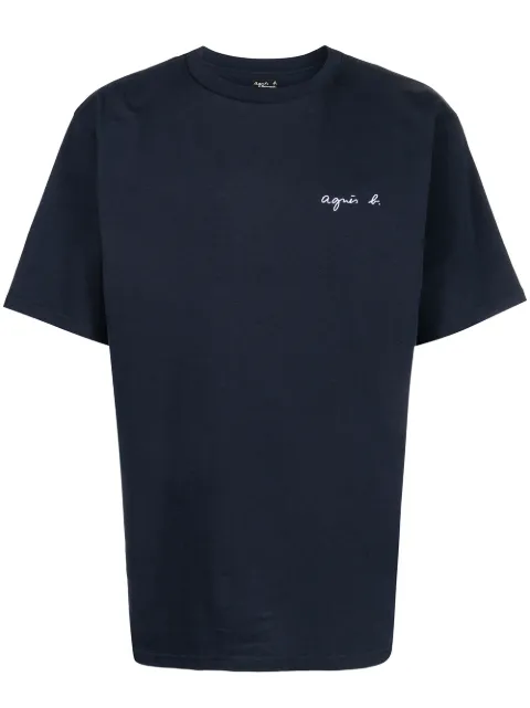 agnès b. logo-embroidered cotton T-shirt Blue EAC9JEJ3