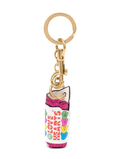 Anya Hindmarch love-hearts leather keyring White 162821