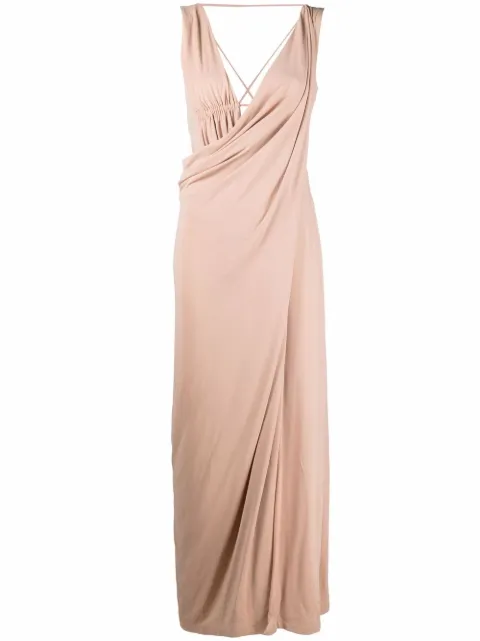 Alberta Ferretti draped crossover-detail dress Neutrals A04391621