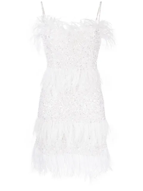 Rachel Gilbert Frenchy sequin-embellished feather minidress White 22FRG61084IVO