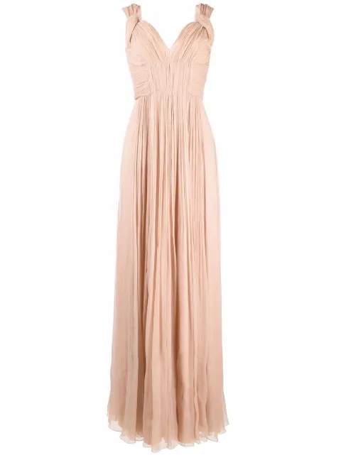 Alberta Ferretti sleeveless gathered evening dress Neutrals A04301614