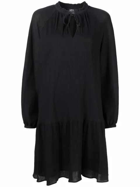 A.P.C. gathered-tie fastening short dress Black COEWHF05944