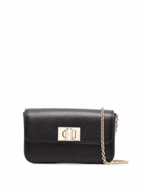 Furla foldover leather satchel bag Black WE00265ARE0001007