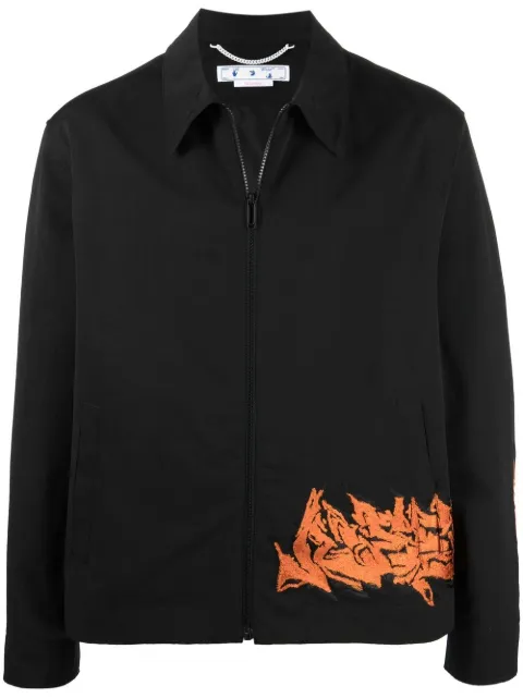 Off-White embroidered motif zipped jacket Black OMEA313S22FAB0011020