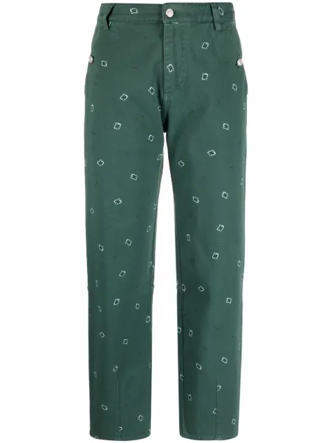 Kenzo paisley-print cropped trousers Green FC52DP3009T5