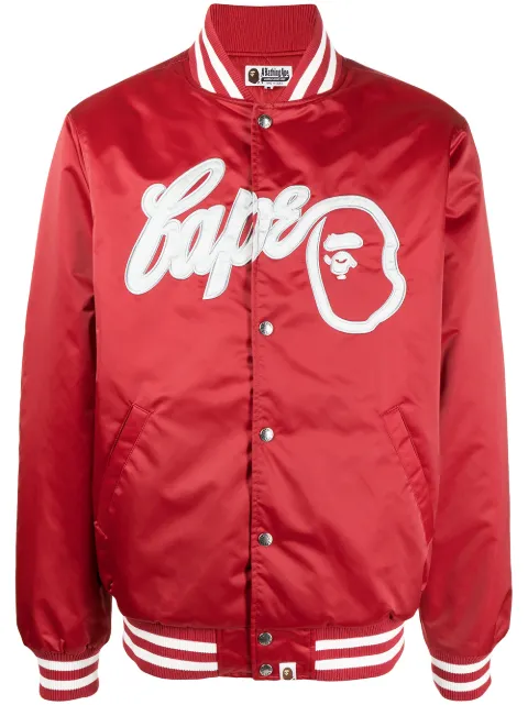 A BATHING APE® logo-patch bomber jacket Red 001LJH701002I