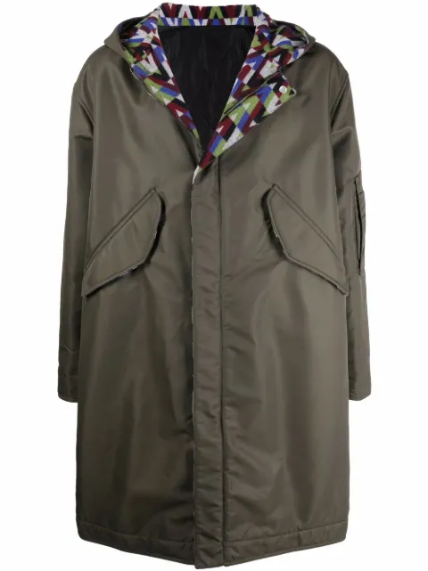 Valentino Garavani Optical-print parka coat Green VCJC577TV