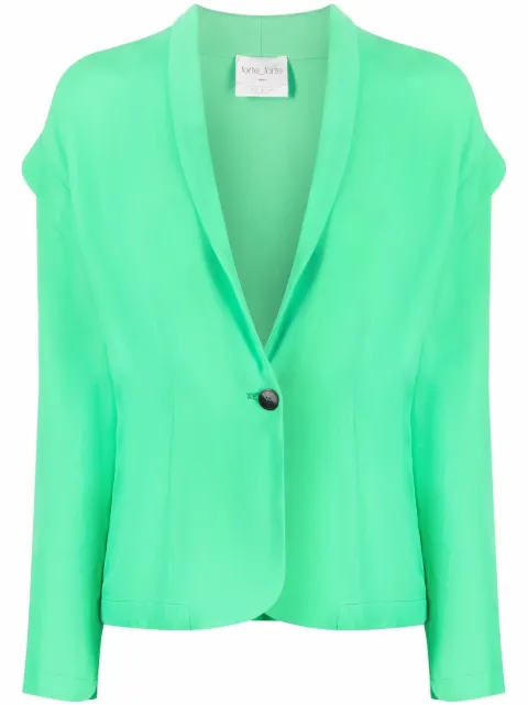 Forte Forte drop-shoulder single-breasted blazer Green 8861