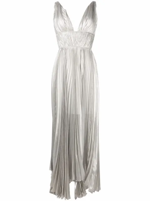 Maria Lucia Hohan V-neck sleeveless dress Silver SS22RILEYMIDISILVER