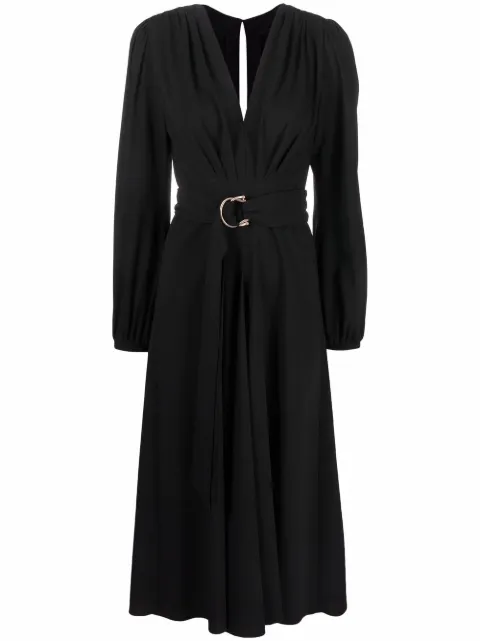 Maria Lucia Hohan V-neck long-sleeve dress Black RURYSOLID
