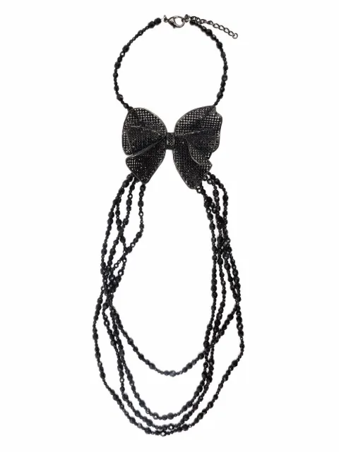 CHANEL Pre-Owned 2009 beaded bow-motif necklace Black CHA3200K