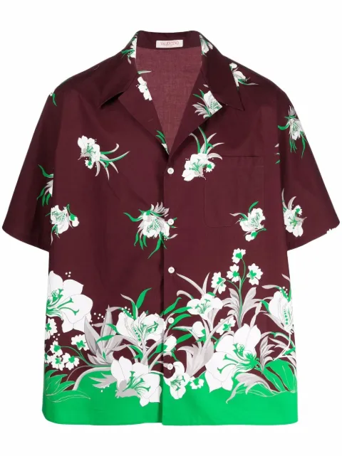 Valentino Garavani floral-print short-sleeved shirt Red VAAA908GB