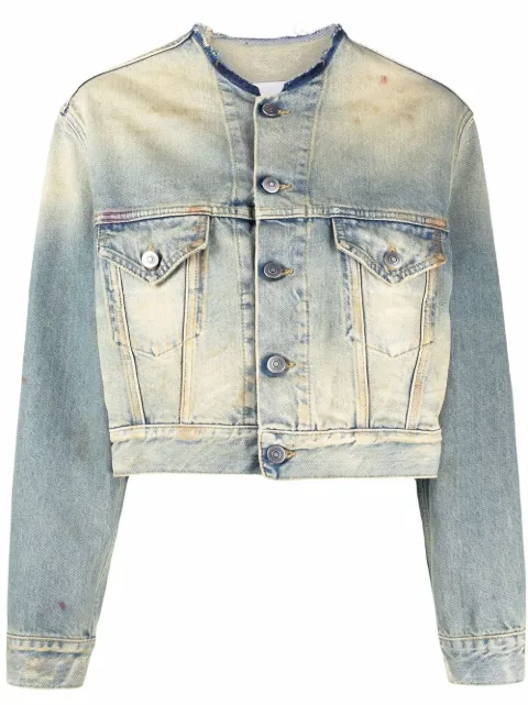 Maison Margiela distressed-effect collarless denim jacket Blue S31AM0308S30561