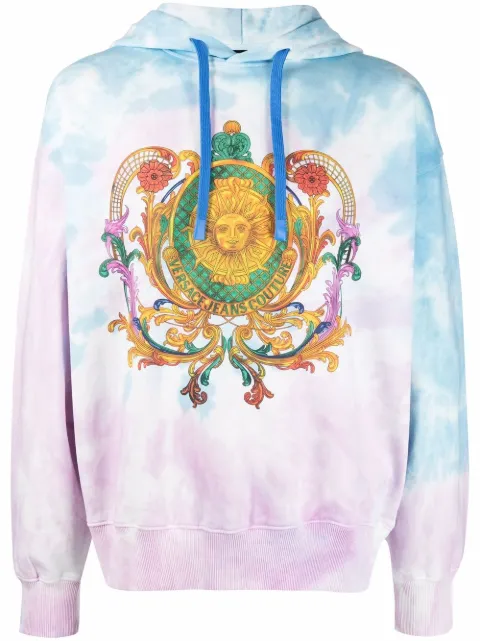 Versace Jeans Couture barocco-print tie-dye hoodie Blue 72GAIF01CFW0F