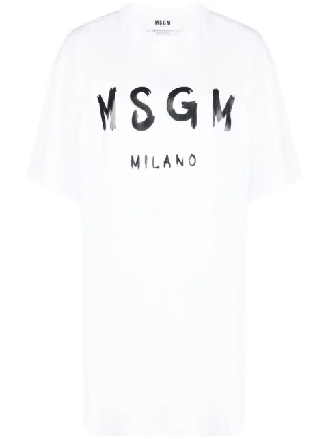 MSGM mini logo-print T-shirt dress White 2000MDA51020000201