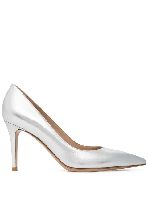 Gianvito Rossi 85mm metallic leather pumps Silver G2458085RICNPS